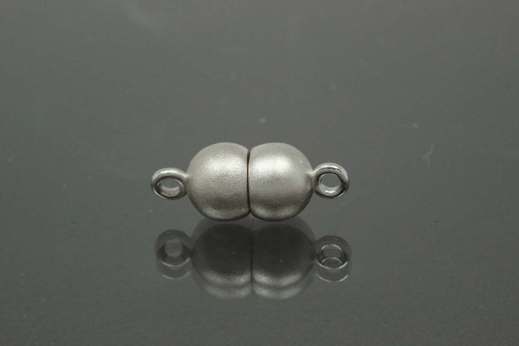 Magnetic Clasp Double Ball, size ca. Ø6,5x17mm metal rhodium plated sanded