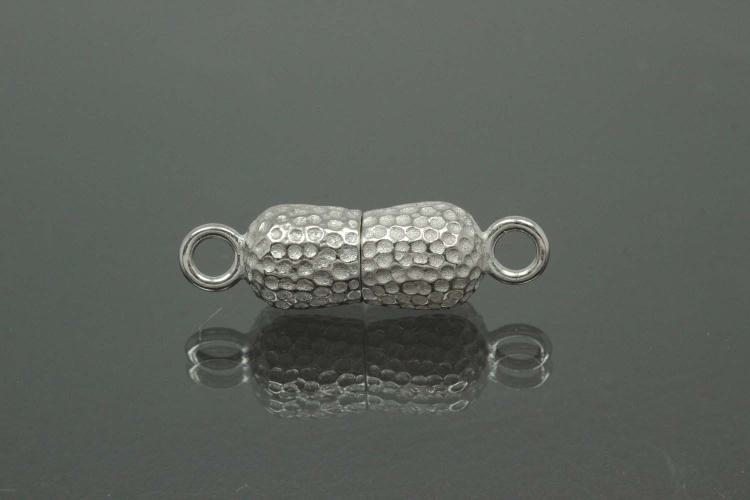 Magnetic Clasp Double Ball long, size ca. Ø6,5x22,5mm nugget optic metal rhodium plated polished