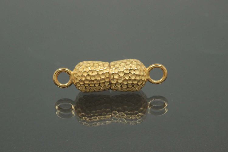 Magnetic Clasp Double Ball long, size ca. Ø6,5x22,5mm nugget optic metal gold plated polished
