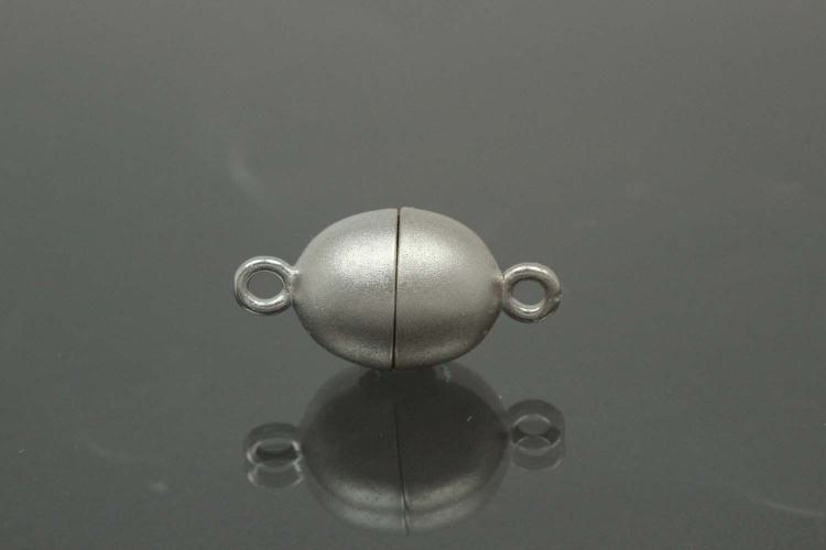 Magnetic Clasp Oval, size ca. Ø8,5x17,0mm metal rhodium plated sanded