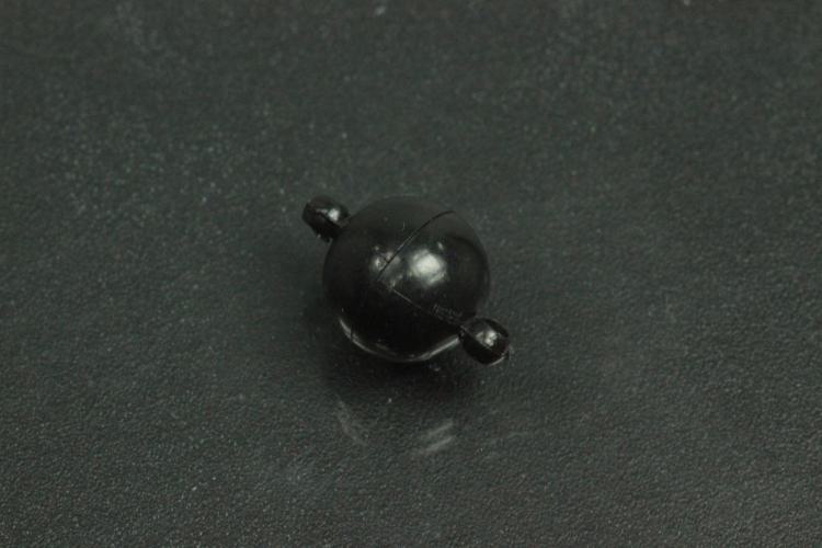 Magnetic Clasp plastic, round approx.size 10mm, black