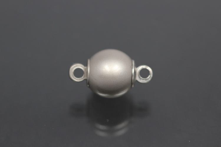Steiner Magnetic Clasp Ball, rhodium plated, sanded 8mm