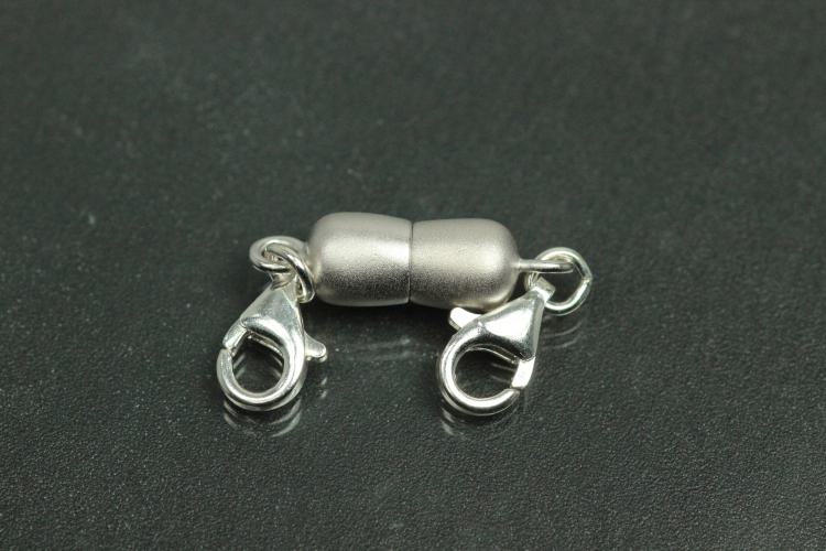 Steiner Vario Magnetic Clasp Double Ball long metal rhodium plated sanded, size approx. length 45,0mm