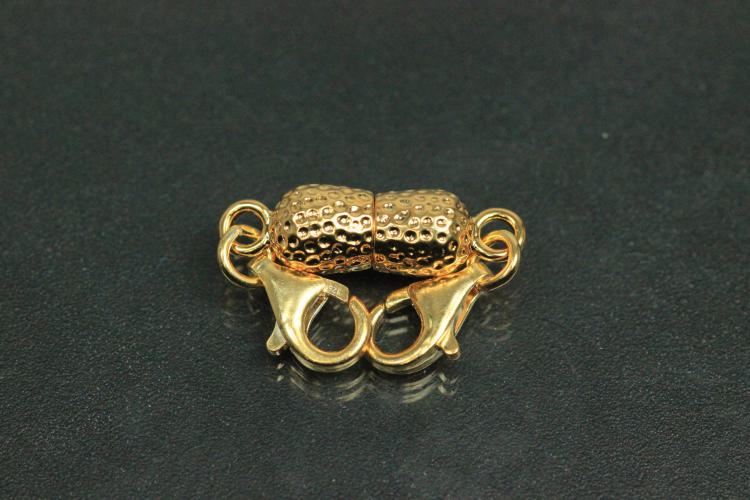 Steiner Varioverschluss Doppelkugel lang Nuggetoptik unecht vergoldet poliert, Länge ca.45,0mm