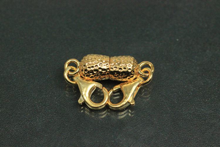 Steiner Vario Magnetic Clasp Double Ball long nugget optic metal gold plated polished, size approx. length 45,0mm