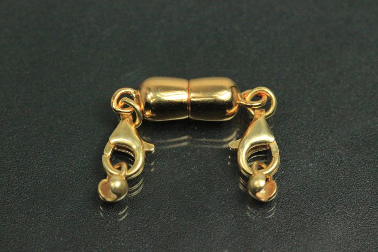 Steiner Vario Magnetic Clasp Double Ball long, metal gold plated polished, size approx. length 55,0mm