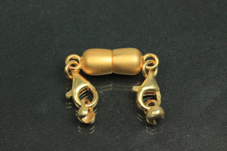 Steiner Vario Magnetic Clasp Double Ball long metal gold plated sanded, size approx. length 55,0mm