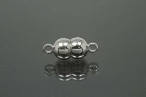 Magnetic Clasp Double Ball, size ca. Ø6,5x17mm metal rhodium plated polished