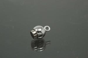 Magnetic Clasp Double Ball, size ca. Ø6,5x17mm metal rhodium plated polished