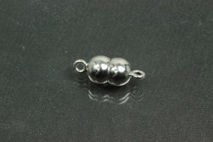 Magnetic Clasp Double Ball, size ca. Ø6,5x17mm metal rhodium plated polished