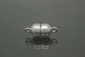 Magnetic Clasp Double Ball, size ca. Ø6,5x17mm metal rhodium plated sanded