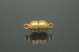 Magnetic Clasp Double Ball, size ca. Ø6,5x17mm metal gold plated sanded