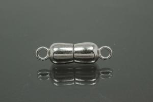 Magnetic Clasp Double Ball long, size ca. Ø6,5x22,5mm metal rhodium plated polished