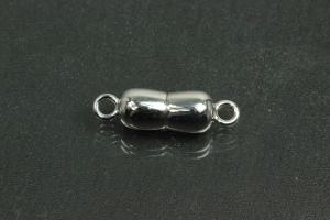 Magnetic Clasp Double Ball long, size ca. Ø6,5x22,5mm metal rhodium plated polished