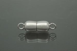 Magnetic Clasp Double Ball long, size ca. Ø6,5x22,5mm metal rhodium plated sanded