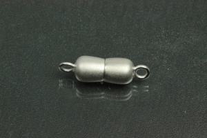 Magnetschließe Doppelkugel lang, Maße ca. Ø6,5x22,5mm unecht rhodiniert mattiert
