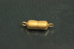 Magnetschließe Doppelkugel lang, Maße ca. Ø6,5x22,5mm unecht vergoldet mattiert