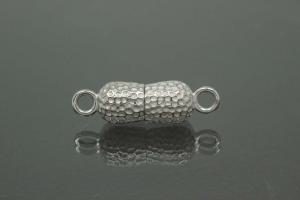 Magnetic Clasp Double Ball long, size ca. Ø6,5x22,5mm nugget optic metal rhodium plated polished