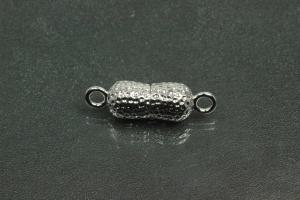 Magnetic Clasp Double Ball long, size ca. Ø6,5x22,5mm nugget optic metal rhodium plated polished
