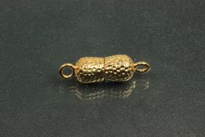 Magnetic Clasp Double Ball long, size ca. Ø6,5x22,5mm nugget optic metal gold plated polished