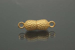 Magnetic Clasp Double Ball long, size ca. Ø6,5x22,5mm nugget opticmetal  gold plated sanded
