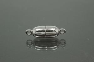 Magnetic Clasp Tipped Oval, size ca. Ø6x19mm metal rhodium plated polished