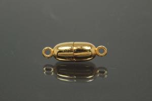 Magnetic Clasp Tipped Oval, size ca. Ø6x19mm metal gold plated polished