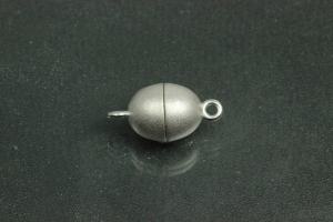 Magnetschließe Oval, Maße ca. Ø8,5x17,0mm unecht rhodiniert mattiert
