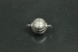 Magnetic Clasp Round Ball wih carvings, size ca. Ø10x16mm metal rhodium plated sanded