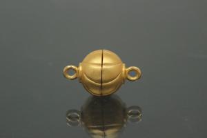 Magnetschließe Kugel mit Einschnitten, Maße ca. Ø10x16mm unecht vergoldet mattiert