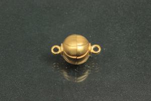 Magnetic Clasp Round Ball wih carvings, size ca. Ø10x16mm metal gold plated sanded