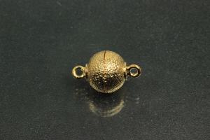 Magnetic Clasp Round Ball, size ca. Ø10x16mm metal gold plated stardust sanded