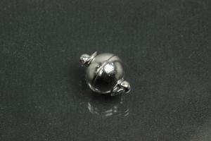 Magnetic ball clasp, rhodium plated, approx size ext.Ø10mm,