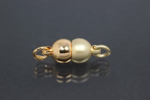 Steiner Magnetic Clasp double ball small, gold plated polished,gold plated sanded 14x6mm