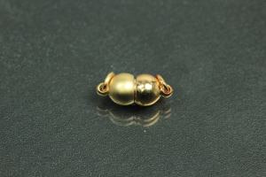 Steiner Magnetic Clasp double ball small, gold plated polished,gold plated sanded 14x6mm
