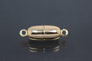 Steiner Magnetic Clasp pointed oval, gold plated, polished 19x6mm