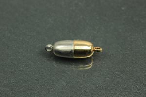 Steiner Magnetschließe Spitzoval, rhodiniert mattiert vergoldet poliert 19x6mm