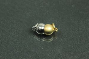 Steiner Magnetic Clasp double ball small, rhodium plated polished, gold plated sanded 14x6mm