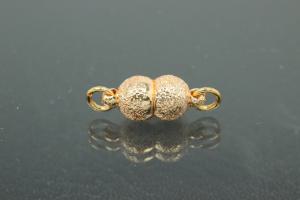 Steiner Magnetic Clasp double ball small, gold plated, stardust 14x6mm