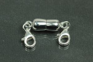 Steiner Vario Magnetic Clasp Double Ball long, metal rhodium plated polished, size approx. length 45,0mm