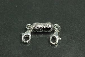 Steiner Vario Magnetic Clasp Double Ball long nugget optic metal rhodium plated polished, size approx. length 45,0mm