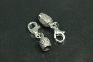 Steiner Vario Magnetic Clasp Double Ball long nugget optic metal rhodium plated sanded, size approx. length 45,0mm