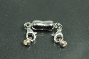 Steiner Vario Magnetic Clasp Double Ball long, metal rhodium plated polished, size approx. length 55,0mm