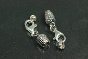 Steiner Vario Magnetic Clasp Double Ball long nugget optic metal rhodium plated polished, size approx. length 55,0mm