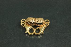 Steiner Vario Magnetic Clasp Double Ball long nugget optic metal gold plated polished, size approx. length 45,0mm