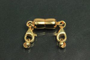 Steiner Vario Magnetic Clasp Double Ball long, metal gold plated polished, size approx. length 55,0mm