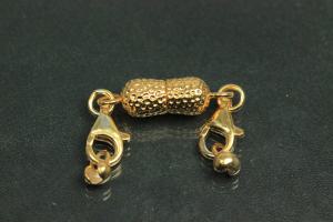 Steiner Vario Magnetic Clasp Double Ball long nugget optic metal gold plated polished, size approx. length 55,0mm