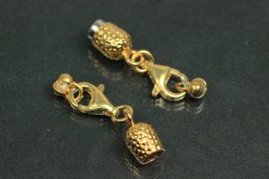 Steiner Vario Magnetic Clasp Double Ball long nugget optic metal gold plated polished, size approx. length 55,0mm