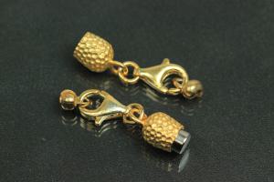 Steiner Vario Magnetic Clasp Double Ball long nugget opticmetal  gold plated sanded, size approx. length 55,0mm