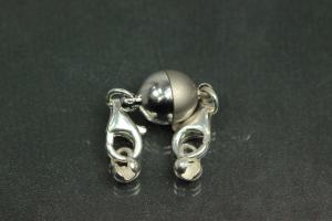 Steiner Varioverschluss unecht Oval mattiert, poliert, rhodiniert 925/- Silber Karabiner und Powerkalotten
